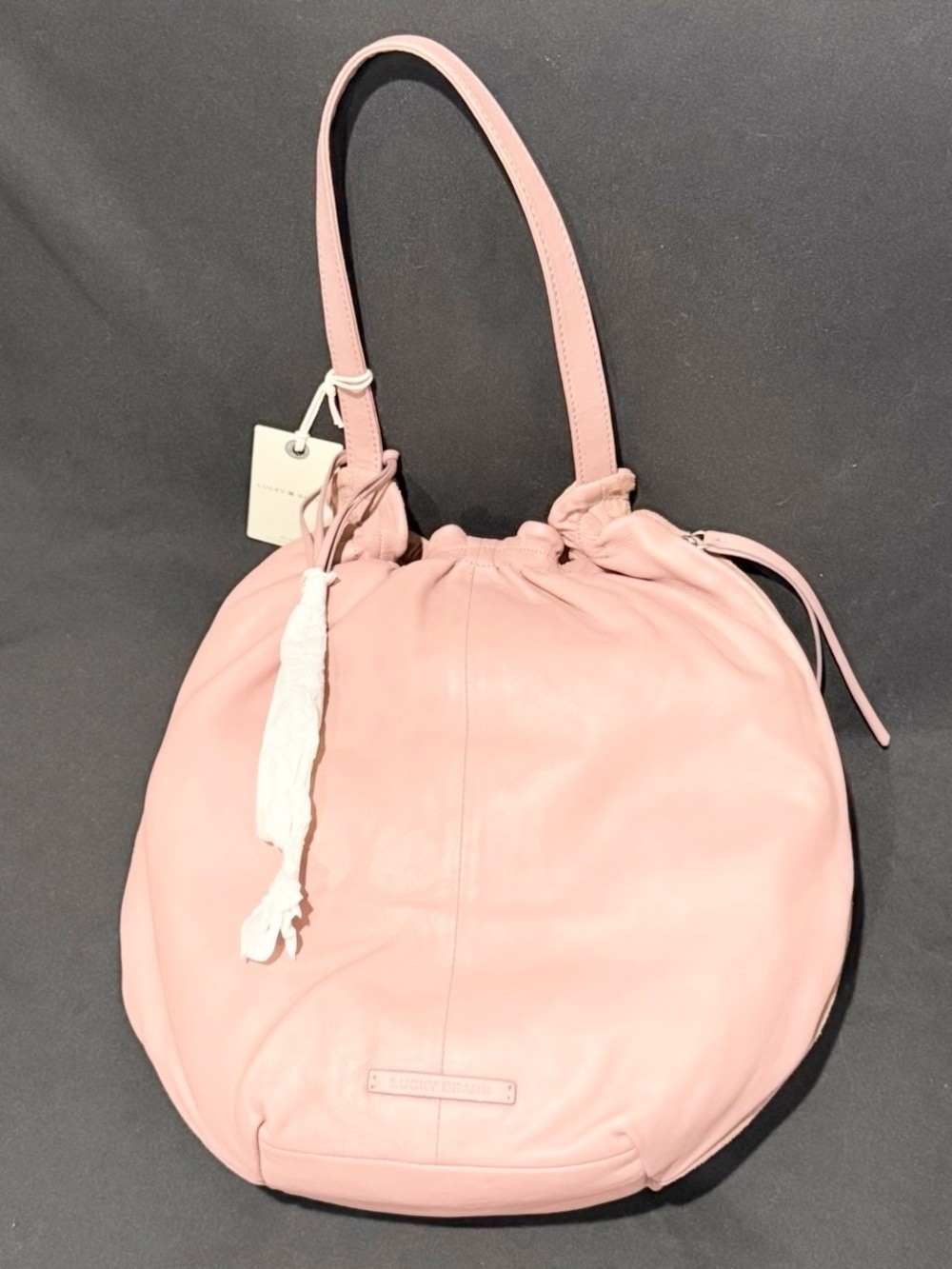 Genuine Leather Drawstring Shoulder Bag
